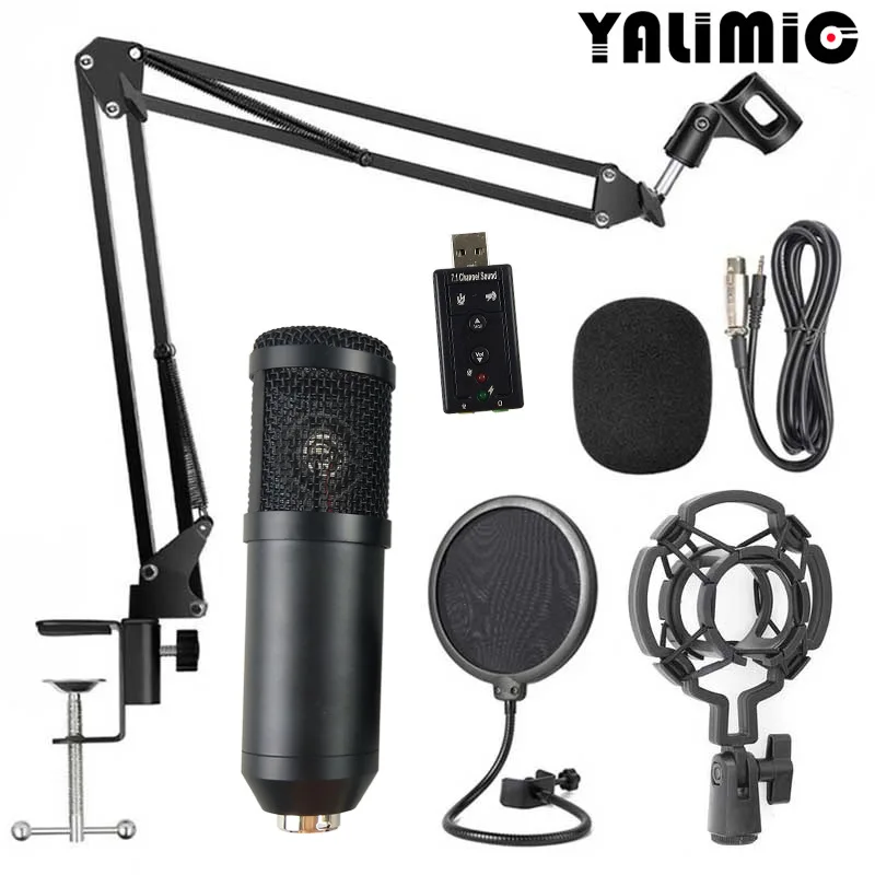 

BM-800 Professional Computer Wired Microphone Set USB Sound Card NB-35 Anti-spray Singing Recording for Computer Karaoke KTV