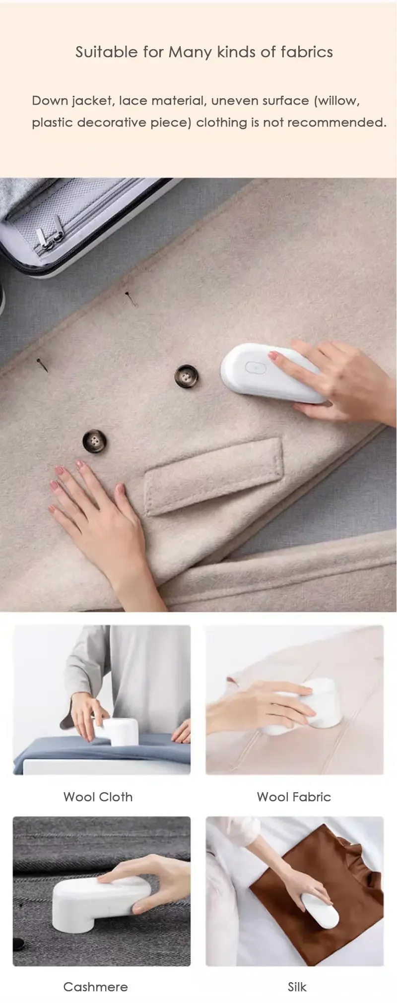 Xiaomi Mijia 90-Minute Working Efficient Cleaning Lint Remover Trimmer 0.35mm Micro Arc Knife Net 5-leaf Cyclone Floating Cutter