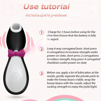 Pro Penguin suck Clit Stimulation G spot Silicone Vibration Nipple Sucker Erotic Cartoon Adult Sex toy vibrator woman