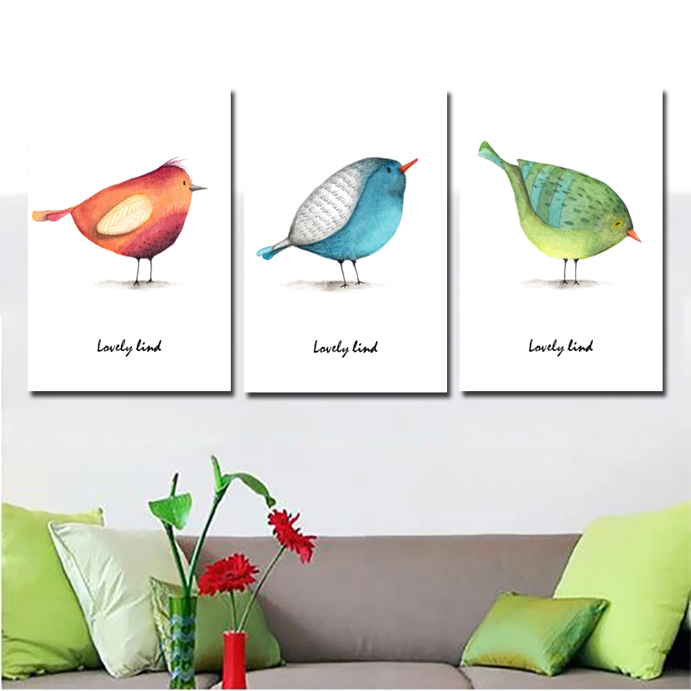 

Nordic art color painting cute bird canvas poster minimalism art canvas painting mural modern home children's room