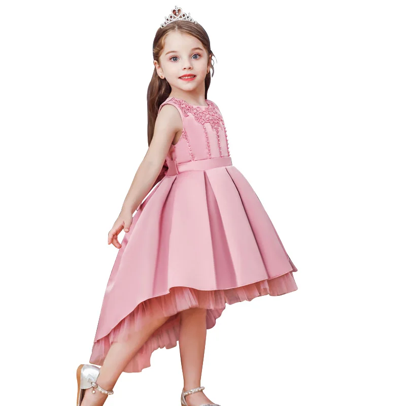 Летнее платье с цветочным рисунком для маленьких девочек; кружевные Детские платья подружки невесты без рукавов; детская праздничная одежда принцессы; От 3 до 14 лет