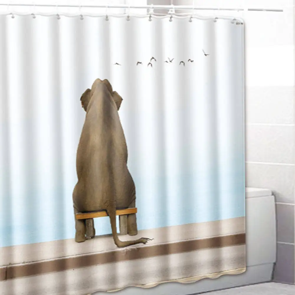 Home Decorative Shower Curtain 3D Elephant Pattern Bathroom Decor Curtains Cartoon Shower curtains With Hooks Bathroom Curtain - Цвет: 1pc shower curtain
