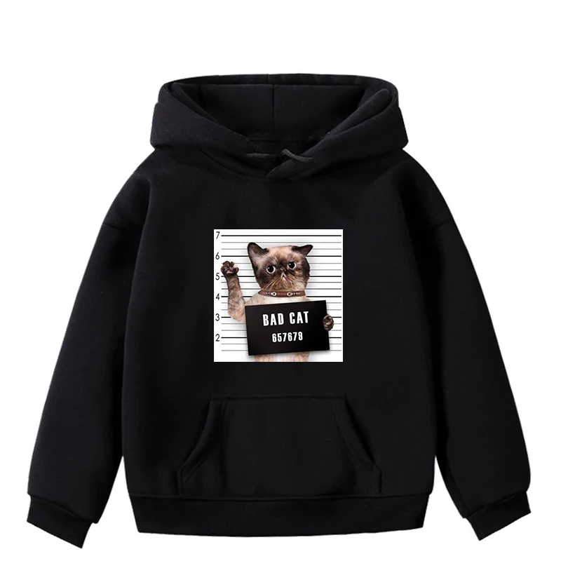 Bad Dog Bad Cat/Повседневные худи и свитшоты с длинными рукавами, модные милые толстовки для мальчиков и девочек, унисекс, детские спортивные толстовки