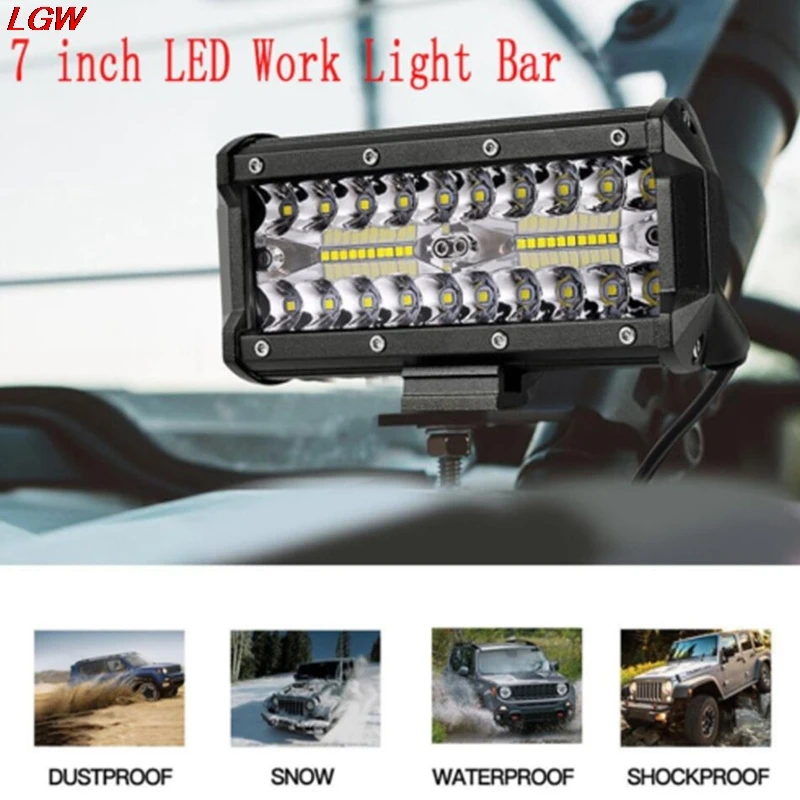 

7inch 400W LED Work Light Bar Flood Spot Beam Offroad 4WD SUV Driving Fog Lamp
