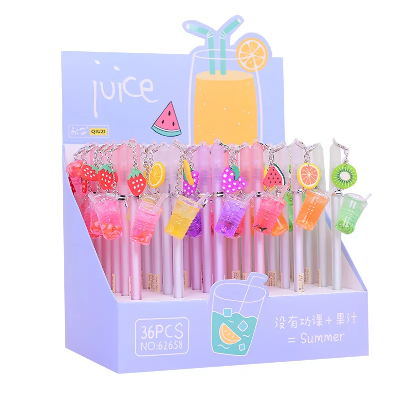 

36 pcs/lot Fruit juice Pendant Gel Pen Creative 0.5 mm black ink Neutral Pen School Office writing Supplies Promotional Gift