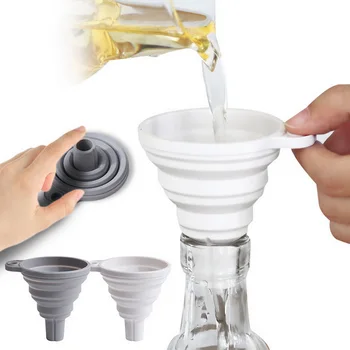 

3 Color Anti Splash Oil Water Liquid Dispensing Collapsible Household Silicone Folding Heat Resistant Funnel Kitchen Accessories