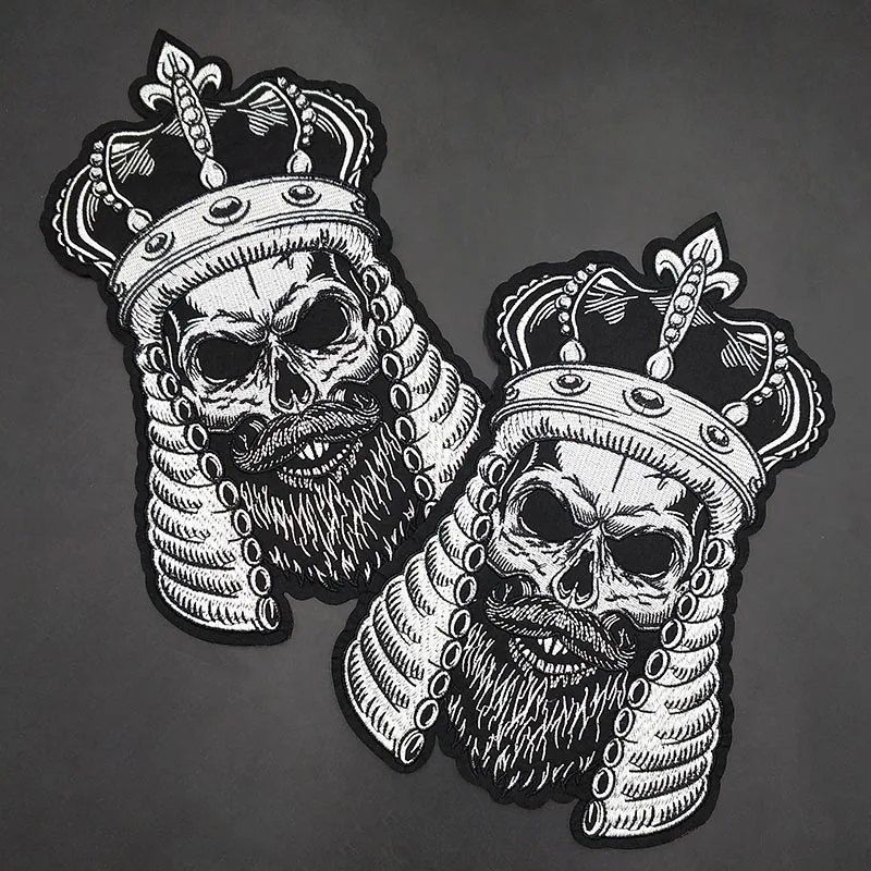 

1 Piece Large Crown Skull Head Embroidered Patch Rock Punk Style For Clothing Accessories Applique Iron On DIY Supplies