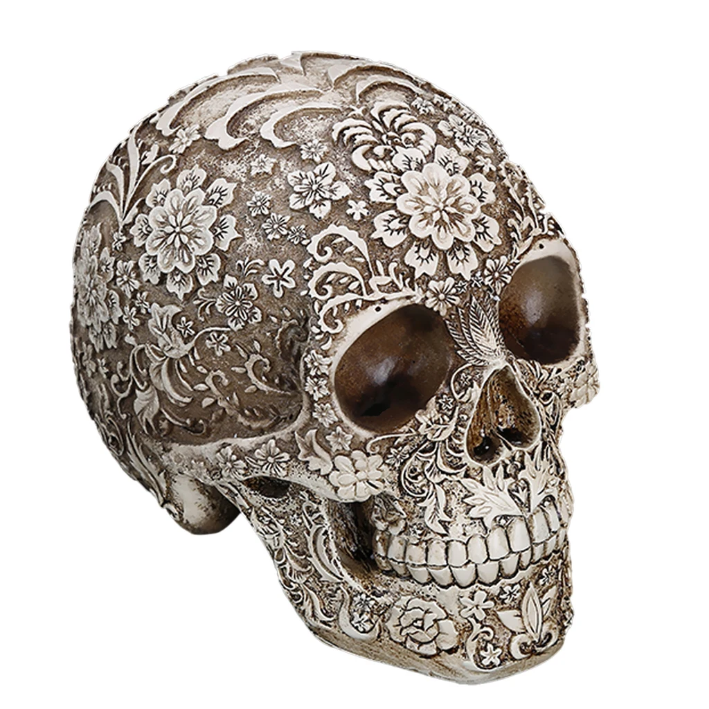 Non-Toxic Durable Resin Lifesize Replica Model Skull Figurine for Cafe Bar Decoration Costume Parties Accessory