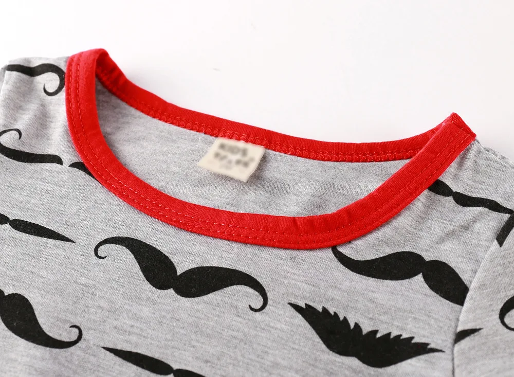 2020 Новый стиль Одежда для маленьких мальчиков с длинным рукавом усы печатных