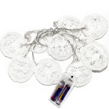 

White 10Led String Light Round Lace Cloth Ball Light 1.5M Battery-Powered String Lights Decorative Lights