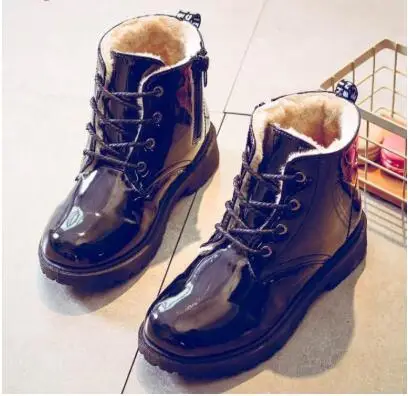 Hot sale Children Martin Boots PU Leather Waterproof Kids Snow Boots Brand Boys Fashion Girls Sneakers Rubber Boots School