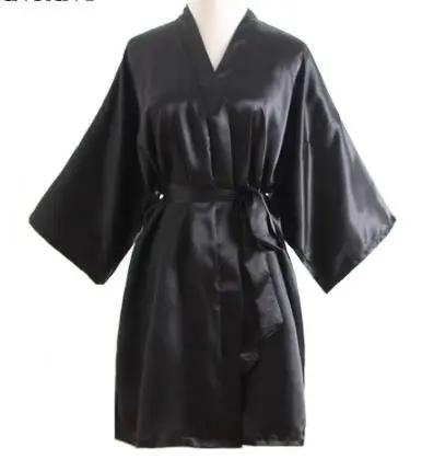 Женское атласное кимоно шелковое Короткое Платье Для подружки невесты ночная