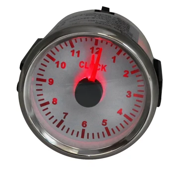 

Red Pointer Clock Gauges Waterproof Clocks Hour meter Gauge 12-Hour Show With Red Backlight for Car Boat Yacht 52MM