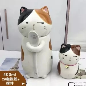 Кошка коготь чашка Кошка Животное чашка креативная керамическая кружка подарок на день рождения с чашкой Ложка Крышка 400 мл кофейная чашка кружка креативный - Цвет: 400ML set
