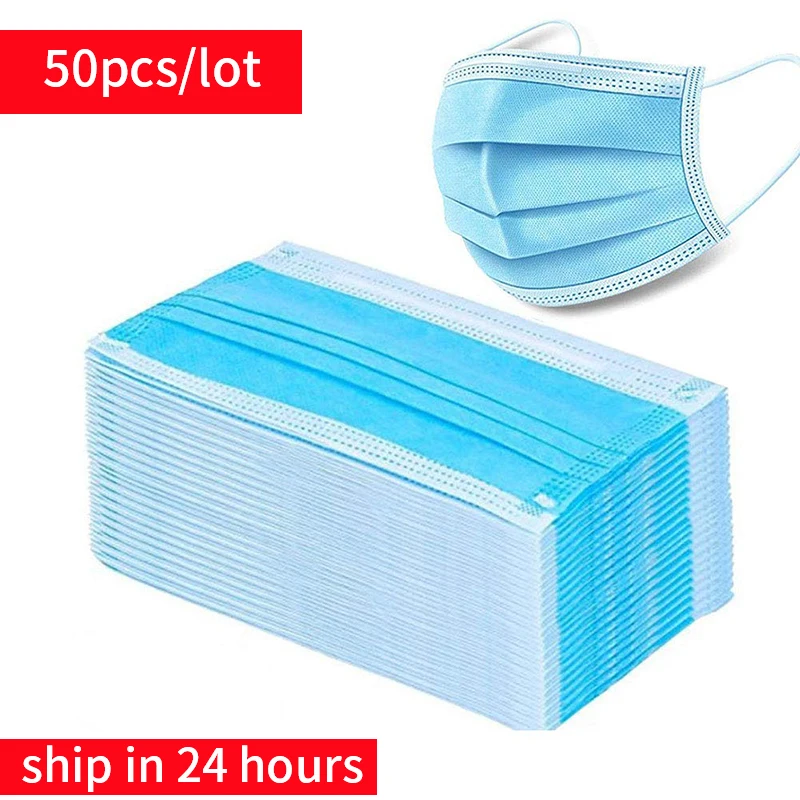 

50pcs/lot Disposable Face Masks Dust Breathable Earloop Face Mask,Anti Fog Dust-proof Non-woven Melt Blown Three-layer Mask