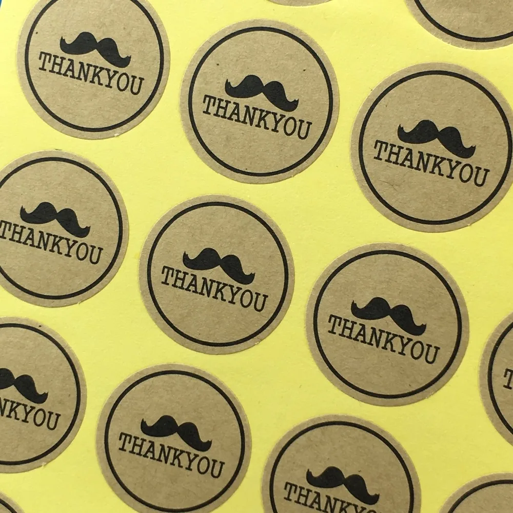 

500PC/Lot Kraft Sticker Labels Thank You Label Stickers Paper Round Self-adhesive Labels Sealing For tips/box/jewelry/bag/card