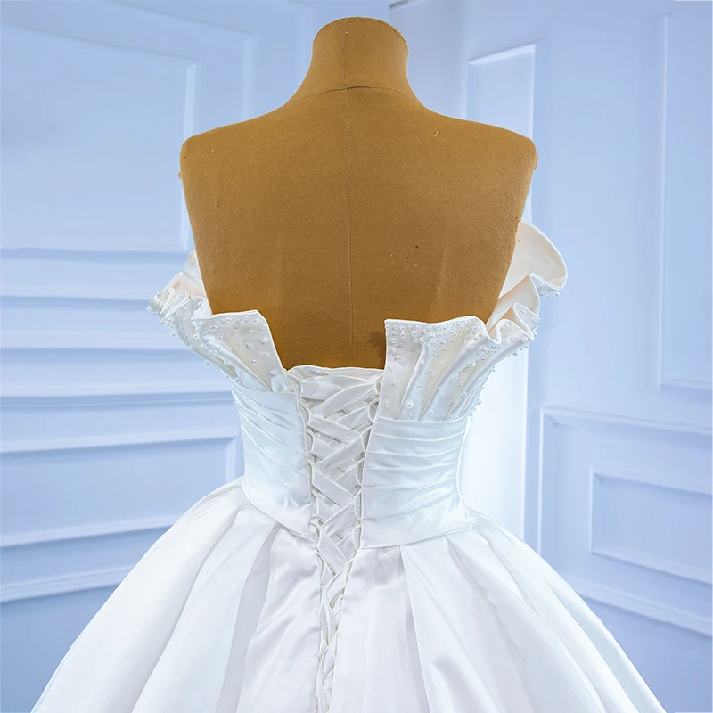 J67267 JANCEMBER Simple White Shell Tube Top Wedding Dress 2021 Bridal Frill Pearl Decoration Backless Dress свадебный халат 6