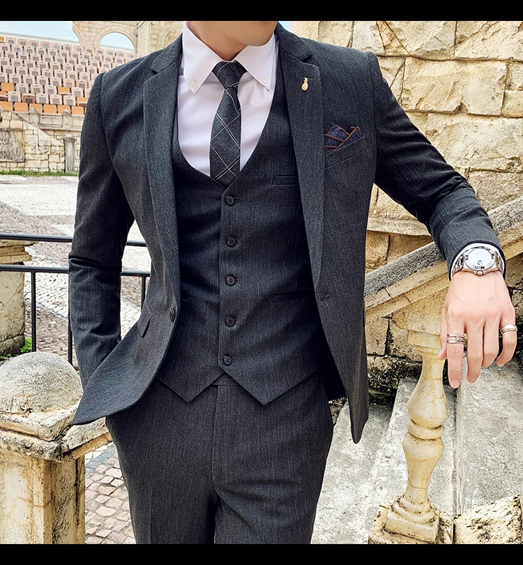 Пик дизайн твид slim fit костюм комплект одежды из 3 предметов для мужчин Нарядные Костюмы для свадьбы мужской костюм для выпускного вечера, slim fit Набор بدله رجال terno