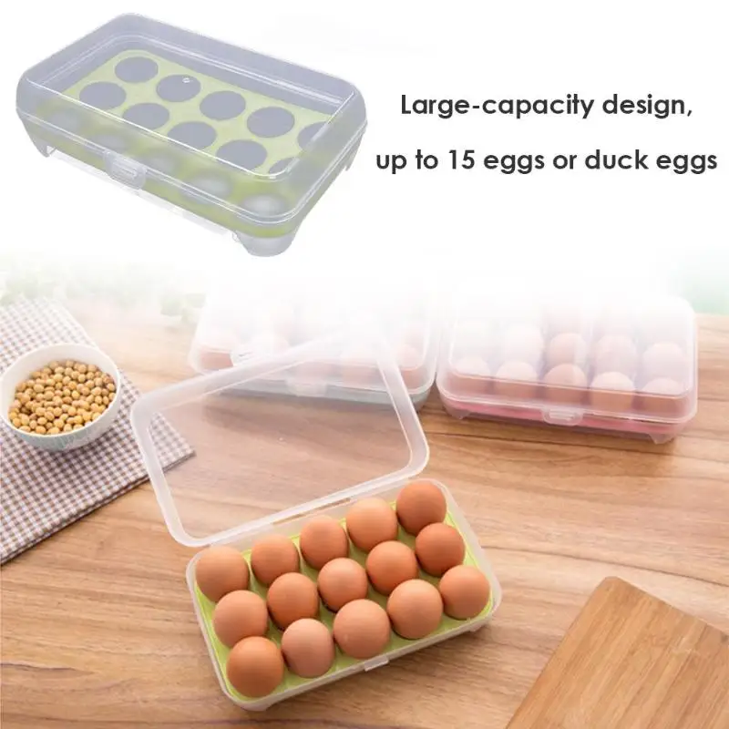

15 Grids Plastic Egg Storage Box Transparent Case Portable Wild Picnic Egg Organizer Kitchen Fridge Arrange Accessories