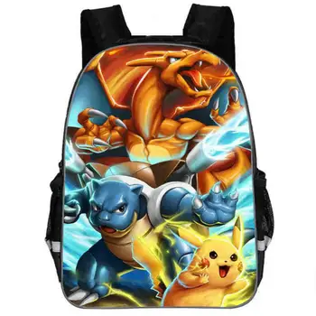 

11-13-16 Inch Pikachu School Bags For Boys Girls Cartoon School Kids Backpack Children Mochila Gift Support customed