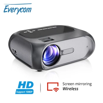

Everycom T8 mini LED Projector HD 720P Video brand beamer, Miracast Airplay DLNA Wireless display AC3 wifi optional Home cinema