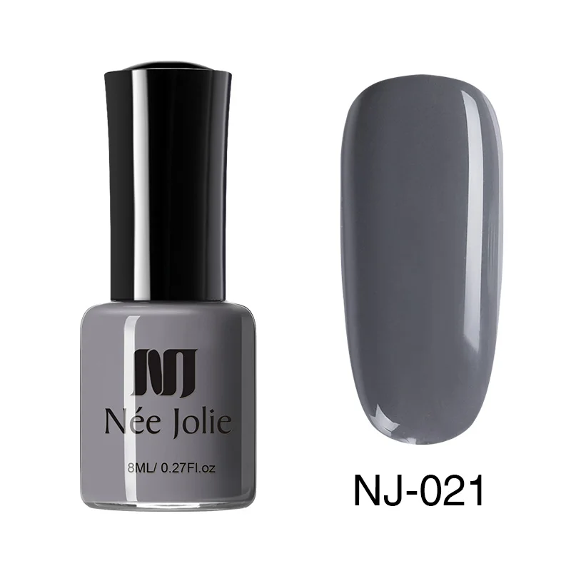 NEE JOLIE 8 пилка для ногтей 36 черный белый серый сплошной цвет 12 матовых цветов 6 Сияющий голографический эффект лак для ногтей 3,5 мл - Цвет: 8ml NJ-021