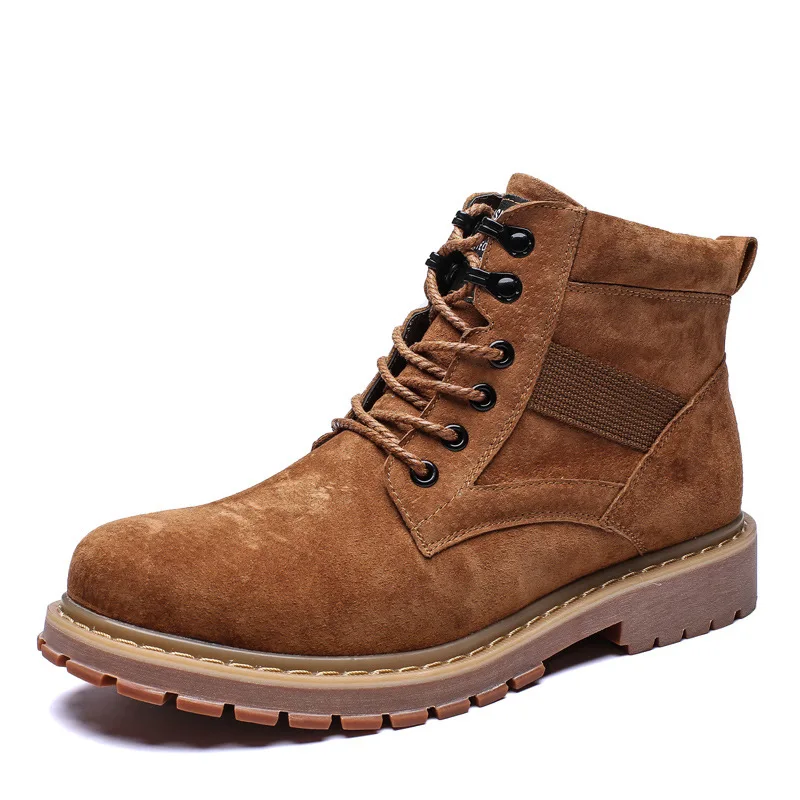 Merkmak/мужские ботинки из натуральной кожи; нескользящие зимние мужские рабочие ботильоны ручной работы; модная мужская повседневная обувь на шнуровке; большие размеры 37-44 - Цвет: T2