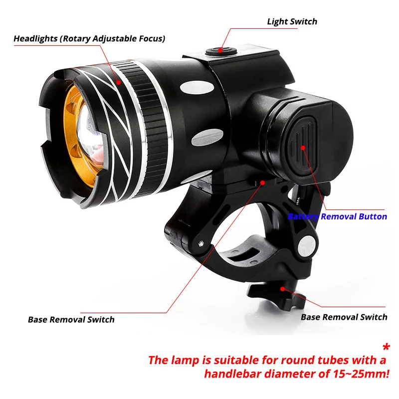 Upgrade LED Bicycle Light T6 3modes Bike Light USB Cycling Light IPX6 Waterproof Bike accessories Built-in 2400mah Battery Upgrade LED Bicycle Light T6 3modes Bike Light USB Cycling Light IPX6 Waterproof Bike accessories Built-in 2400mah Battery