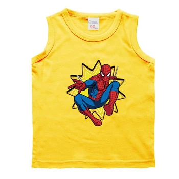 

Baby Boys Spiderman Cartoon Vest T-Shirt For Kids Girls Cotton Super hero Sleeveless T shirts Children Casual Vest Summer New