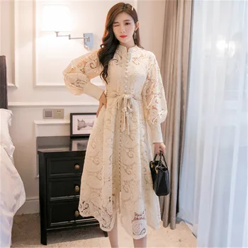 

2020 Autumn High Quality Korean Style New Pattern Women’s Fashion Horn Sleeve Bow Splicing Tweed Lotus leaf Edge Dress Vestidos