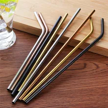 Pailles en acier inoxydable réutilisables en métal vendues à chaud paille à boire pliée droite facile à nettoyer accessoires de barre de fête de paille domestique