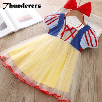 

Thunderers Summer Children Princess Dress Cartoon Short Sleeve Girl Tutu Dress Cotton Breathable Toddler Baby Party Dresses