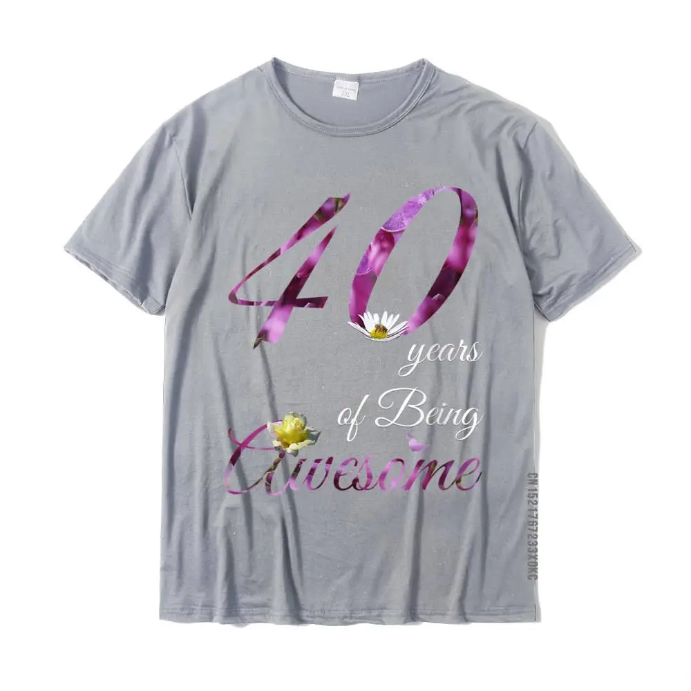 Fashionable O Neck T Shirt Father Day Tops Tees Short Sleeve Brand Cotton Fabric Normal Clothing Shirt Geek Boy Womens 40 Year Old Shirt Awesome Floral 1981 40th Birthday Gift V-Neck T-Shirt__MZ21962 grey