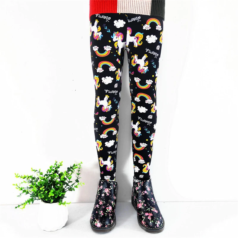 Autumn Winter Baby Girls Leggings 2021 Thick Warm Dot Pants Kid Girl Leopard Plus Velvet Pants Children Vintage Flowers Trousers