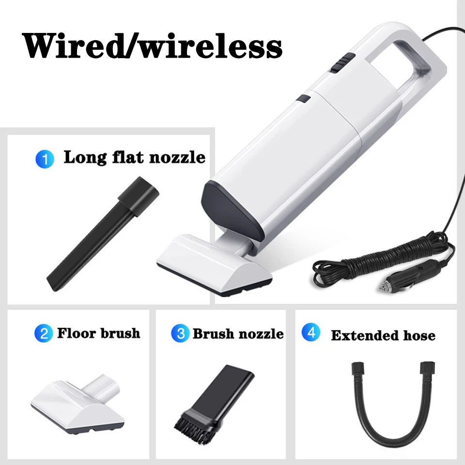 

New Portable Vacuum Cleaner for Car Wet Dry Dual Use Handheld Wired and Wireless Home Car Vacuum Cleaner Strong Suction 120W 12V
