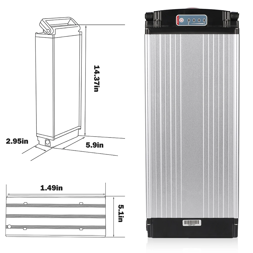 48V 1000W Серебряная задняя стойка 48v 20AH 15AH 25AH 30AH батарея для электрического
