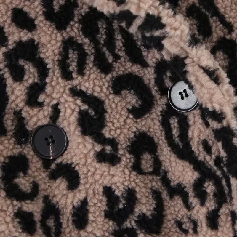 NSZ женское леопардовое пальто с животным принтом и плюшевым мишкой длинная лохматая элегантная искусственная теплая меховая куртка плюшевая длинная куртка флисовое зимнее пальто