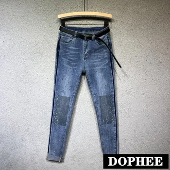 

Jeans Woman European 2020 Spring New High-Waist Slim Stretch Hot Drilling Denim Pencil Pants Women's Jeans Trousers