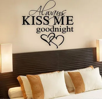 

1pc Romantic Mural Love Vinyl Wall Stickers Bedroom Quotes Decals Always Kiss Me Goodnight Home Decoration Wall Art Decor#YL5