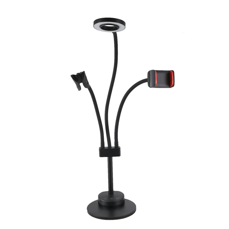  AAAE Top-3 in 1 Lazy Bracket Phone Stand with Microphone Holder Flexible Cellphone Clip with 24 LED
