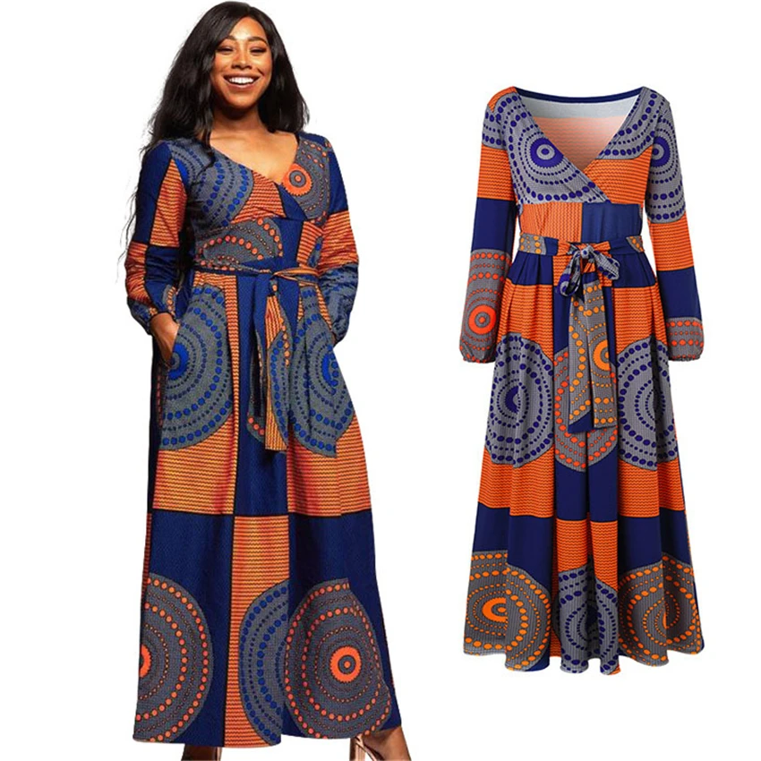 Африканская одежда, новинка, осеннее платье с принтом Дашики и длинным рукавом, платье, африканские платья для женщин, сексуальная нигерийская женская одежда
