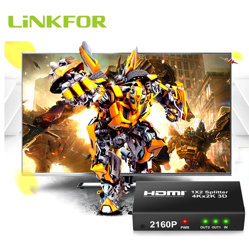 LiNKFOR 4K X 2K 3D 1X2 HDMI разделитель поддержка 1 в 2 Переходник HDMI разветвитель 1X2 сплит 1 в 2 выход для HDTV DVD PS3 Xbox