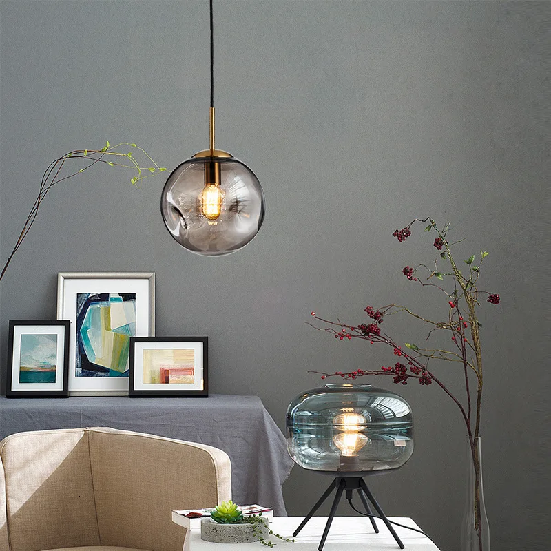 

Nordic Led Minimalist Pendant Light Adjustable Iron Glass Ball Pendant Lights Living Room Bedroom Decor LED Lighting Fixtures