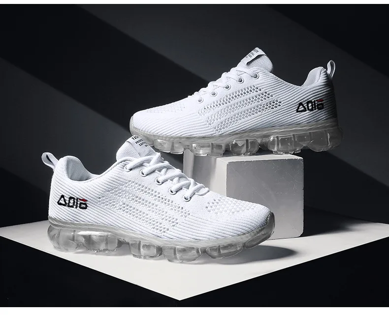 Zapatillas de deporte transpirables para hombre, zapatos de malla para correr, de diseñador de marca, tejidas, color blanco, para verano, 2019
