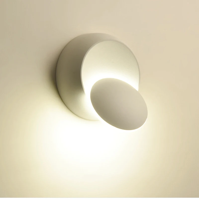 6W LED Wall Lamp 360 degree rotation adjustable bedside light White and Black creative wall lamp Black modern aisle round lamp 4