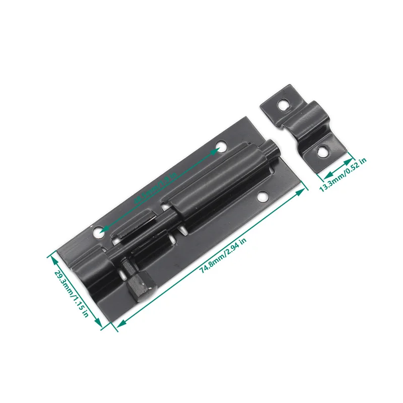 Barrel Bolt Lock,3'' Door Security Slide Latch Lock,Thickened Door Latch Lock,Stainless Steel Slide Lock with Screws 2 Pcs