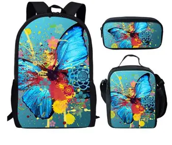 

Girls Beauty Animal Butterfly 3D Print Large School Backpacks 3pcs/set Kids School Bags Children Fashion Bookbags Mochila