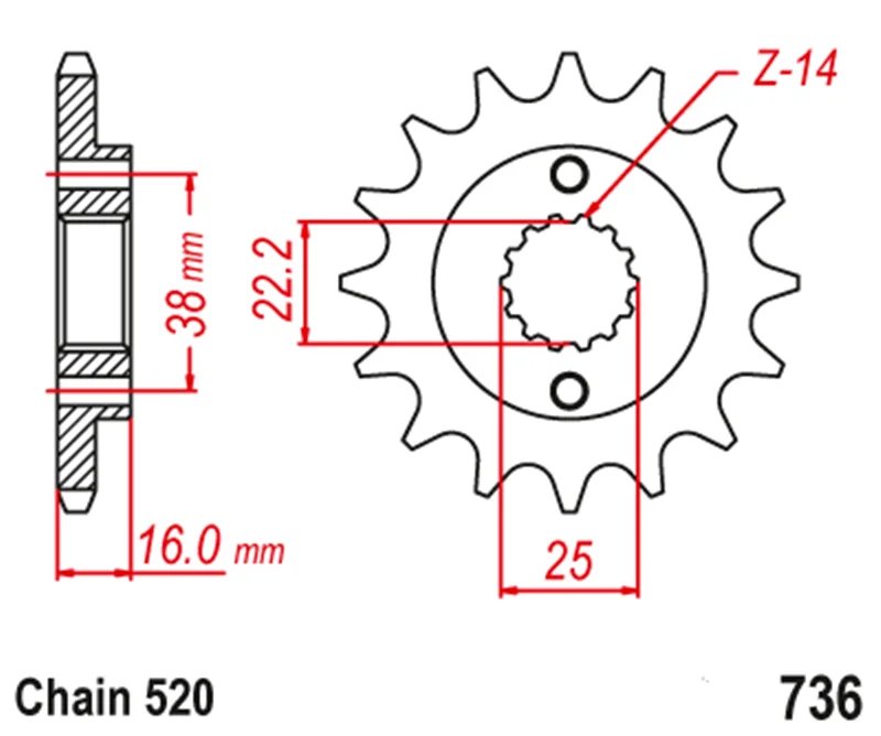 Передняя Звездочка для мотоцикла 14T 15T 520 Ducati 400 600 620 695 696 750 797 800 900 Monster Scrambler Multistrada