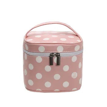 

Creative-Korean-style Printed Pu Hand Makeup Bag Dotted Wash Bag Make up Bag