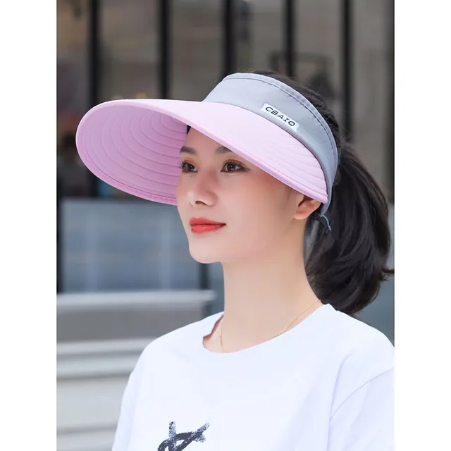 2021 NEW women summer sun visor wide-brimmed hat beach hat adjustable UV protection female cap packable pure cotton caps 1